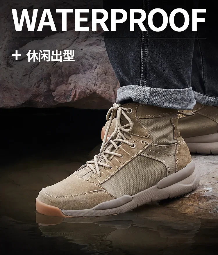 

Men's and Women's Hiking Shoes, Tactical Boots, Ultra Light Cowhide Desert Work Boots, Wear-resistant and Waterproof Work Shoes
