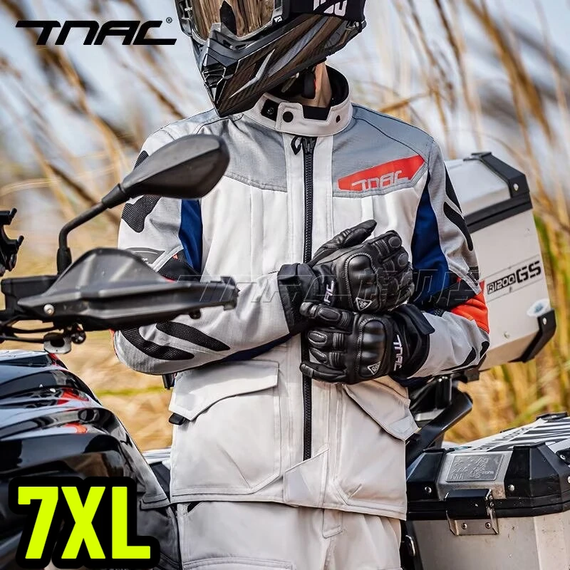 TNAC Four Seasons Motorcycle Cycling Suit Large Size 7XL Men Rally Suit Motorcycle Travel Waterproof and Anti-drop Jacket Pants