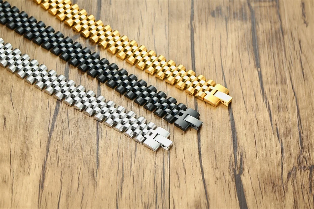 LUXUS MARKE HERREN UHR BAND LINK EDELSTAHL ROLLIE ARMBAND FÜR MÄNNER ROLLIE KETTE LINK ARMBAND HERREN SCHMUCK – Detail 5
