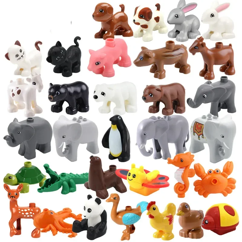 Zoo Model Compatible Building Blocks Original big Particles Bricks accessory Toys Animal deer panda Elephant penguin