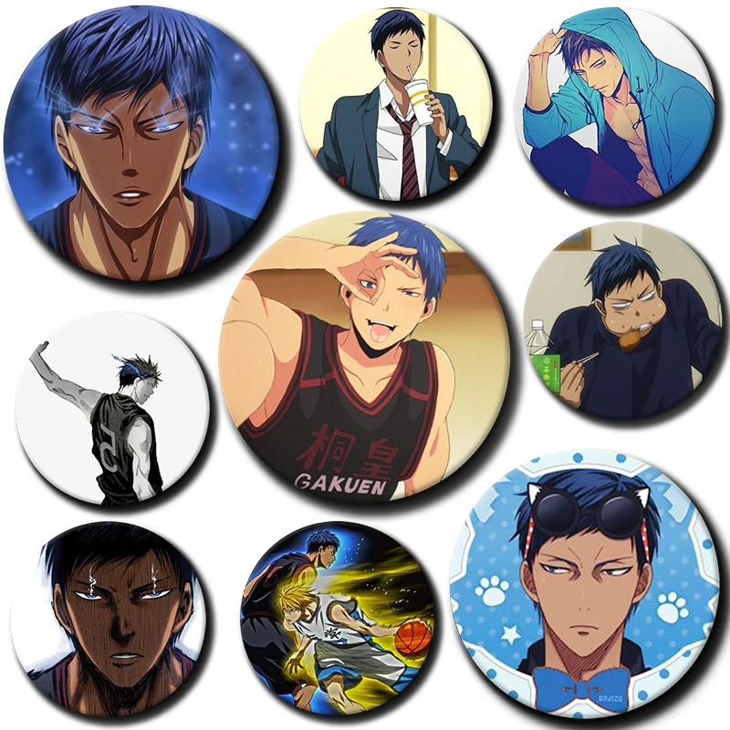 Personaje de dibujos animados Aomine Daiki botón Pin Anime papel Aomine Daiki broche insignia creativa para mochila ropa decoración regalo