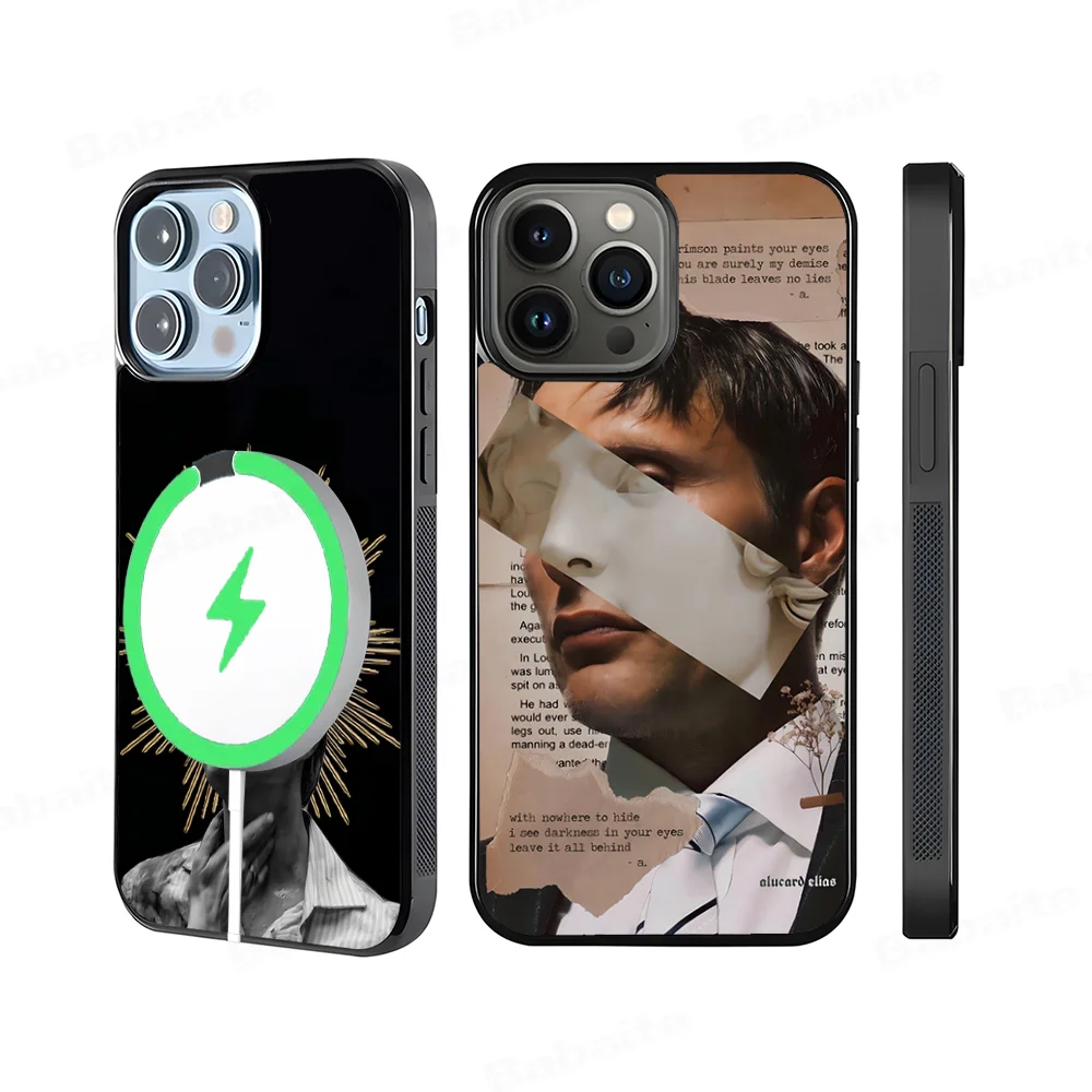 

G-Graham H-Hannibal Mads Mikkelsen Phone Case Magesafe Magnetic Wireless Charge Case For iPhone 16 15 Pro Max Plus Mini