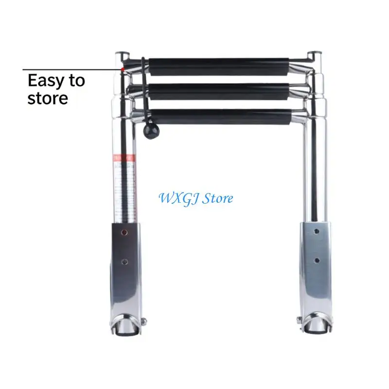 37JE Compacts 3 Section Telescopic Ladder For Marine Use Equipped With Anti Slip Design And Stainless Steel Build For Convenient