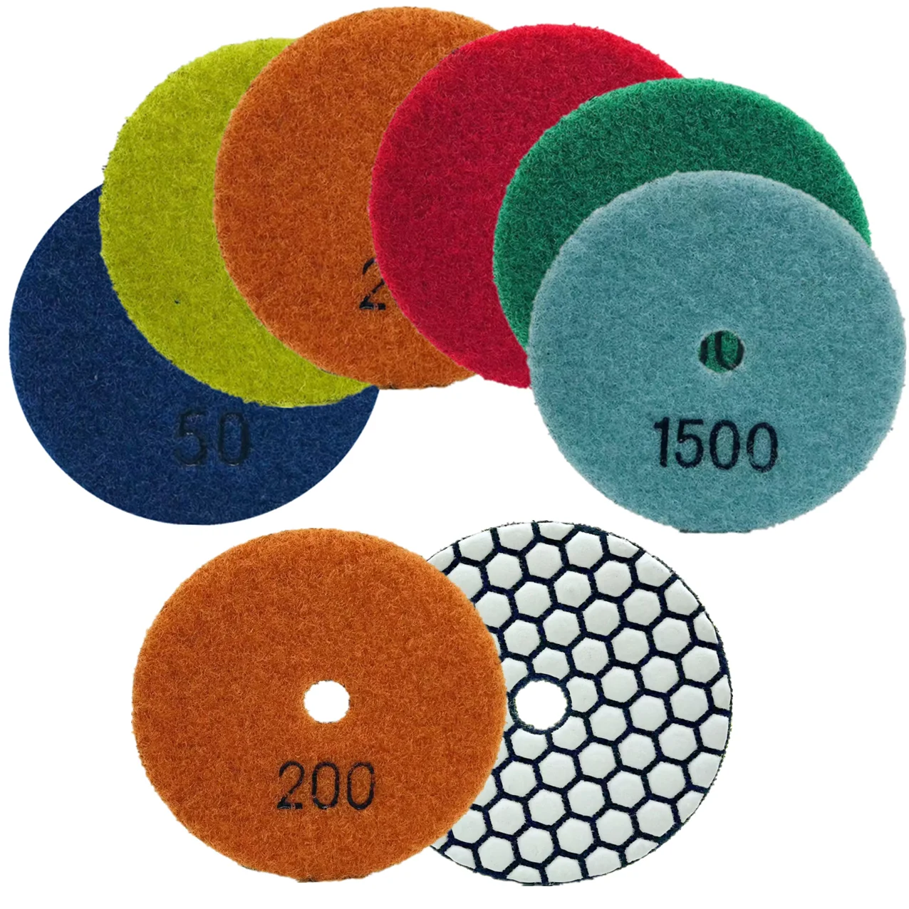 1 Stück 100mm Diamant-Polierpads 50 # -1500 # Trockenpolierpads zum Schleifen von Granit, Marmor, Porzellanfliesen, Schleifplatte – Detail 1