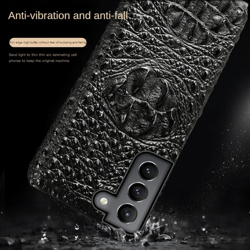 Genuine Leather for Samsung S24 Ultra Case Protector S22 Plus New Crocodile Pattern for Samsung S23 Ultra Case