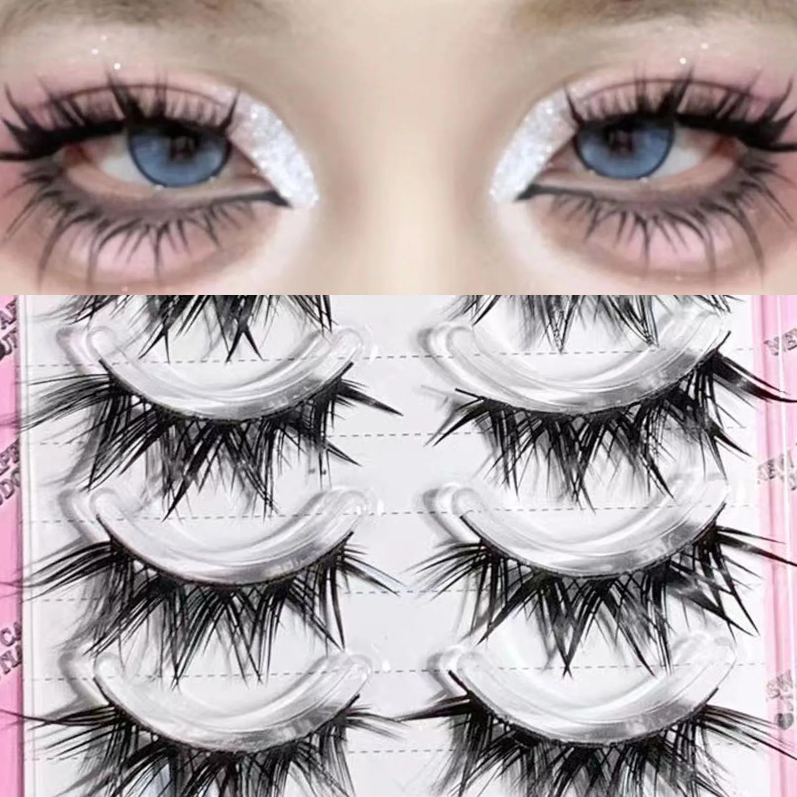 5Pairs Wispy Fake Eyelashes for Female Makeup Soft Simulation Eyelashes for Beauty Blogger Makeup Supplies