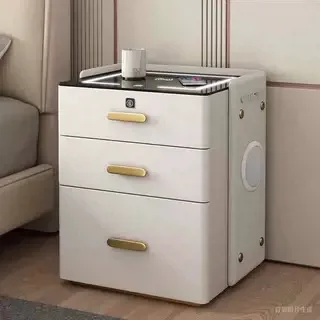 Smart safe bedside table integrated new bedroom home multi-functional solid wood storage cabinet