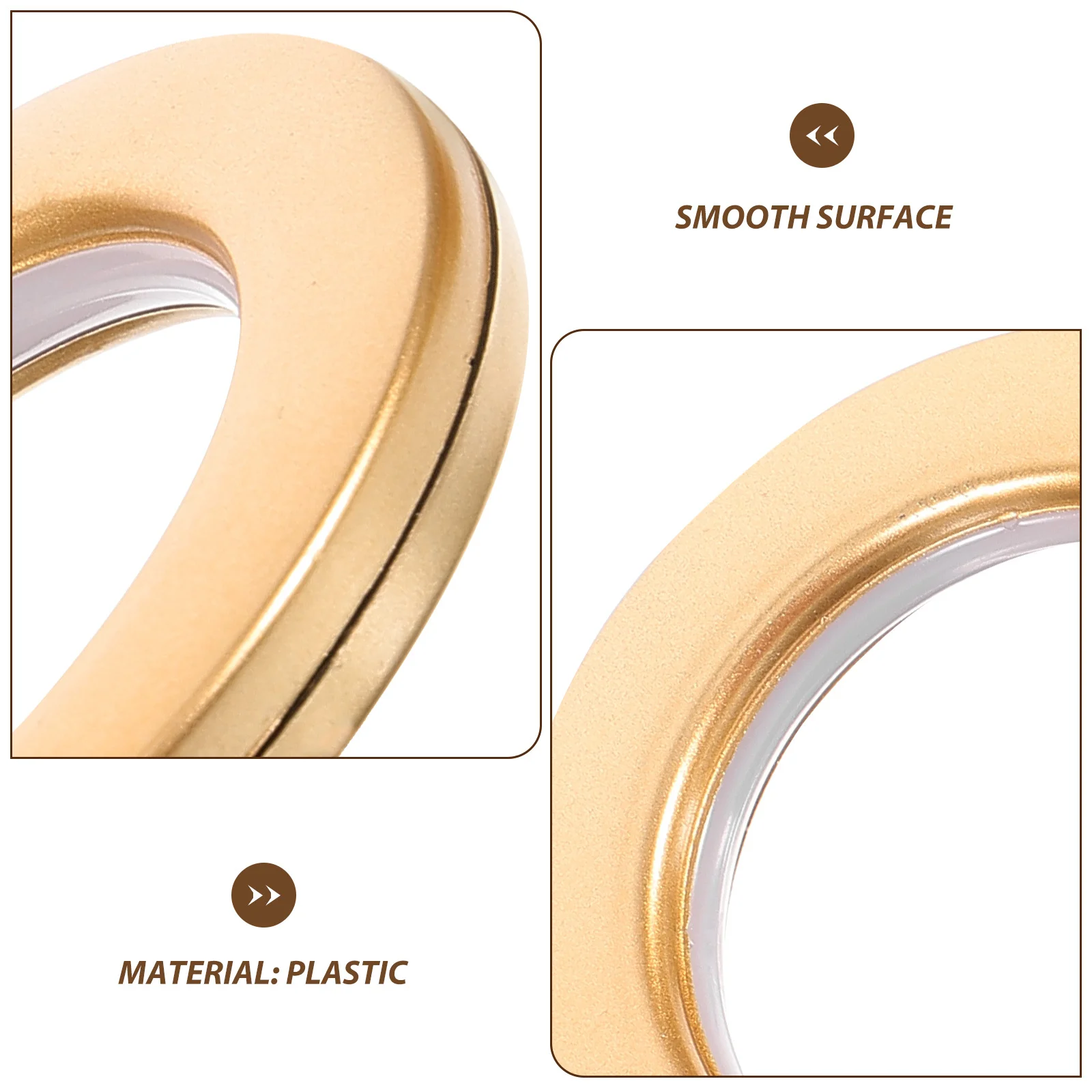 

80Pcs Roman Circle Curtain Accessories Plastic Rings Smooth Slide Contemporary Home Decor Matte Golden