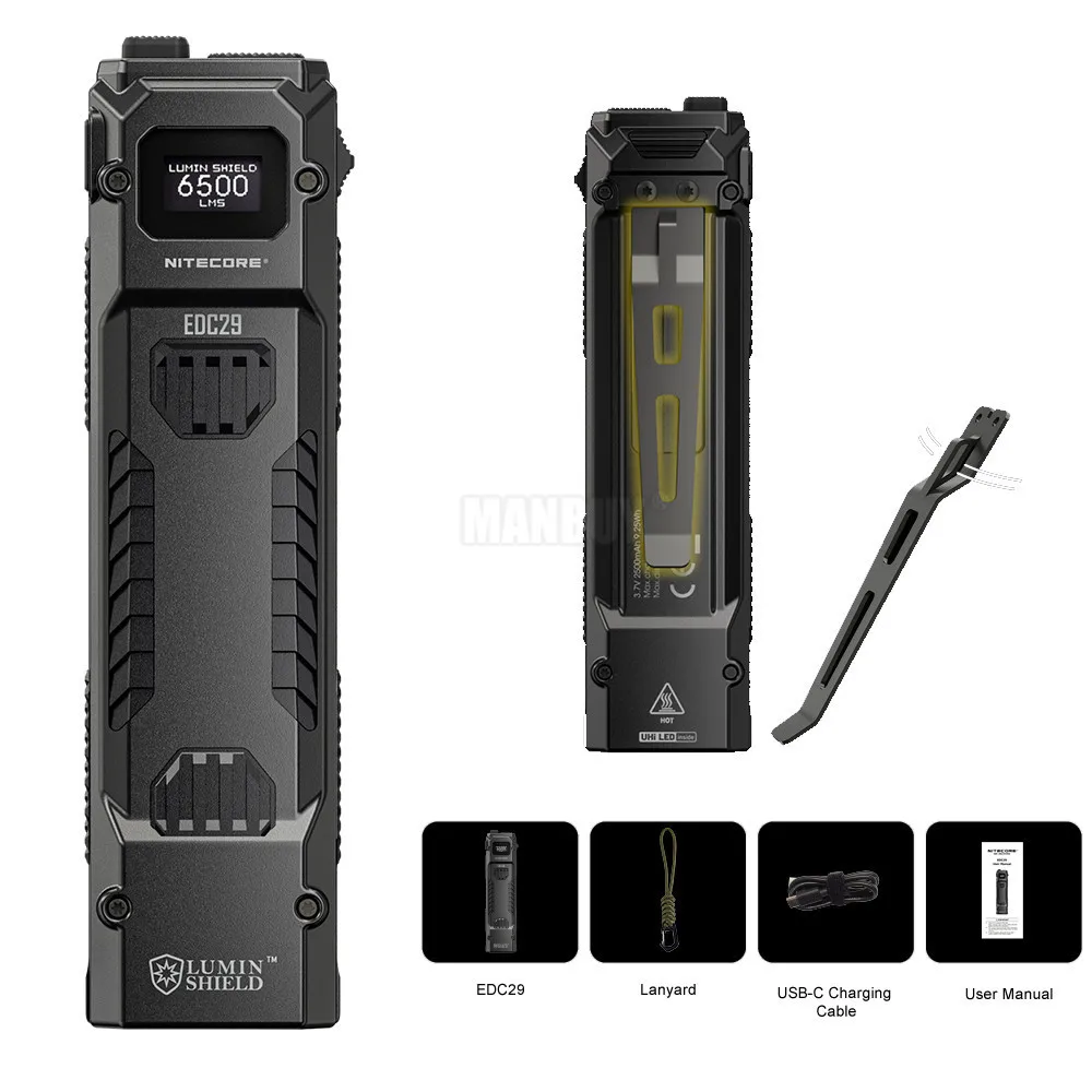 Imagem -04 - Nitecore Edc29 6500 lm Luz Branca Usb Recarregável ao ar Livre Bloqueio Rápido Edc Lanterna Engrenagem Aplicação da Lei Acampamento Tático 2024