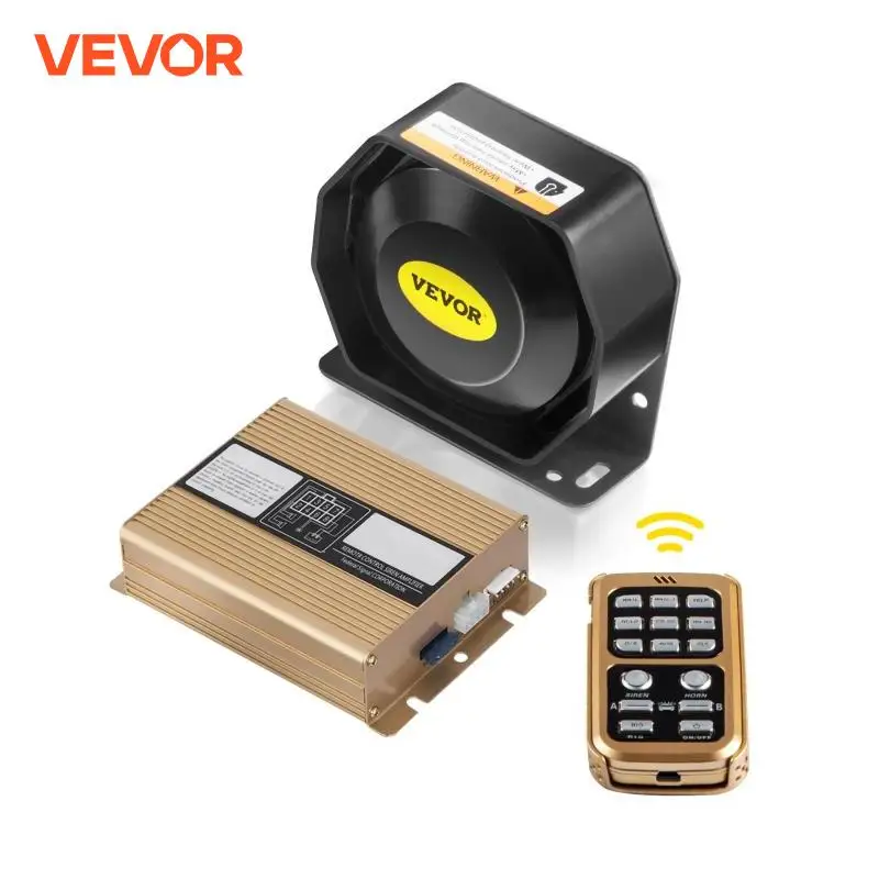 VEVOR 200W 8 Sound Loud Car Warning Police Fire Emergency Alarm Fire Siren 1 Horn PA Speaker MIC System Vehicle Siren Car Alarm