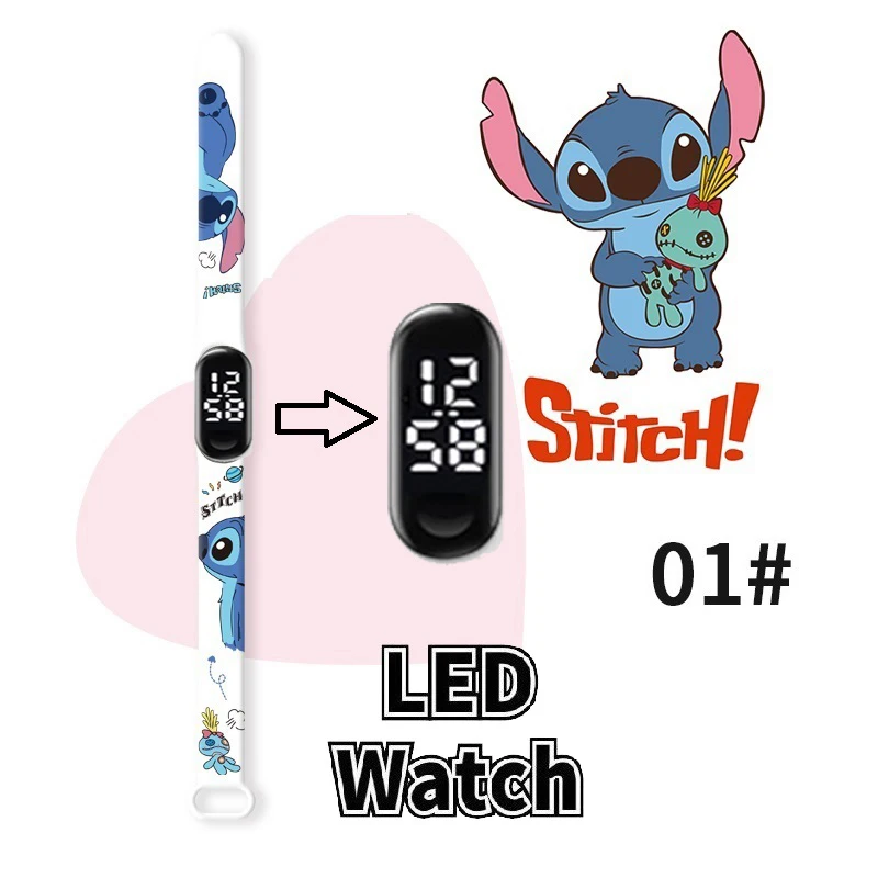 Disney Stitch children's Watches Cartoon Anime Character Luminous Bracelet Watch LED Touch Waterproof Sports kids gifts watch