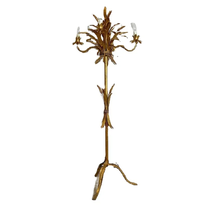 

#*French Vintage Villa Living Room Hotel Bedroom Lamp Clothing Store Wrought Iron Leaf Sofa Floor Lamp