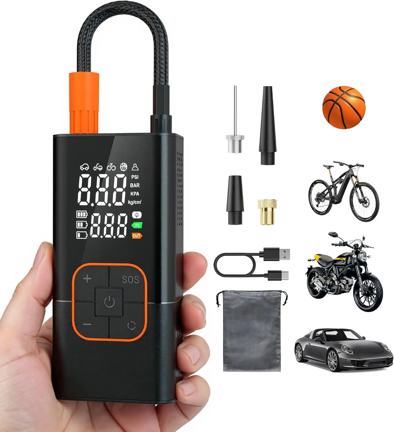 

Portable Air Compressor 150PSI Digital Tire Pump Cordless Electric Bike Pump for Car Motorcycle Ball Inflatables