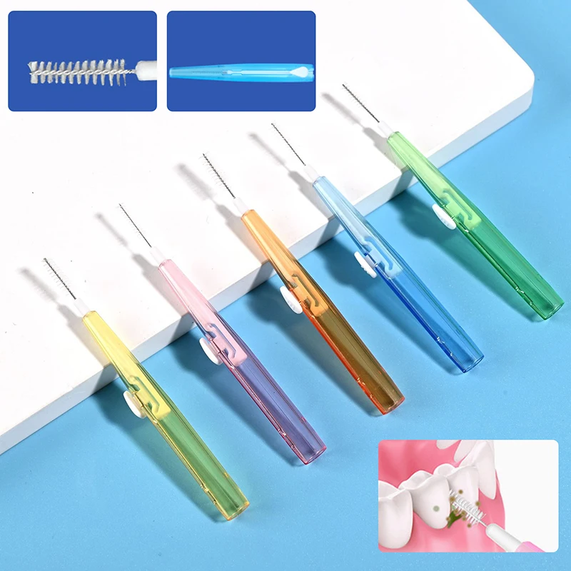 30/60Pcs Push-Pull Toothpick Dental Interdental Brush 0.6-1.5Mm Cleaning Between Teeth Oral Care Orthodontic I Shape Tooth Floss