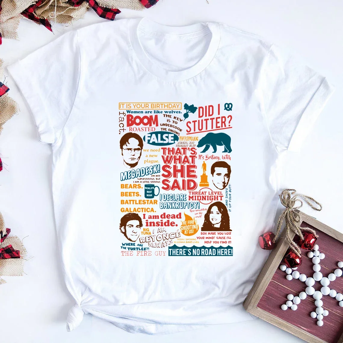 2025 Fashion The Office Quotes T-shirt Funny The Office Tv Show Inspired Shirt Dwight Schrute Michael Scott Shirts Dunder Tops