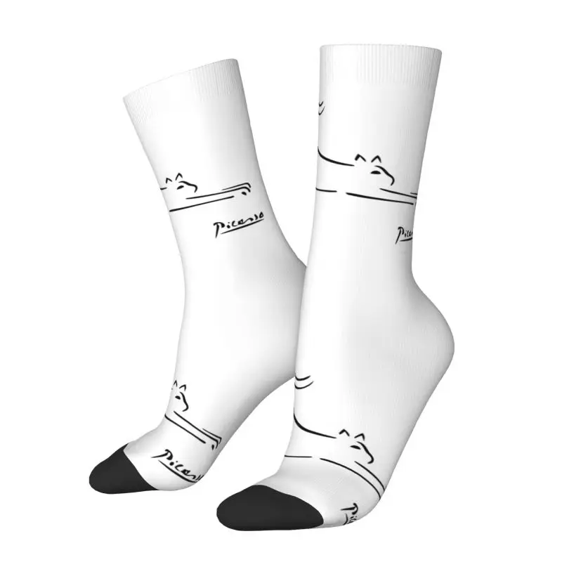 

Носки с милым принтом Пабло Пикассо и рисунком кота на заказ для женщин и мужчин, эластичные летние, осенне-зимние носки для испанского художника