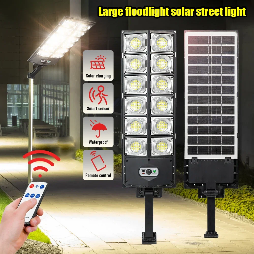 Solar Street Lights Outdoor Waterproof  Lamp Security Motion Sensor   3Mode with Remote Control Garden Street Lamp