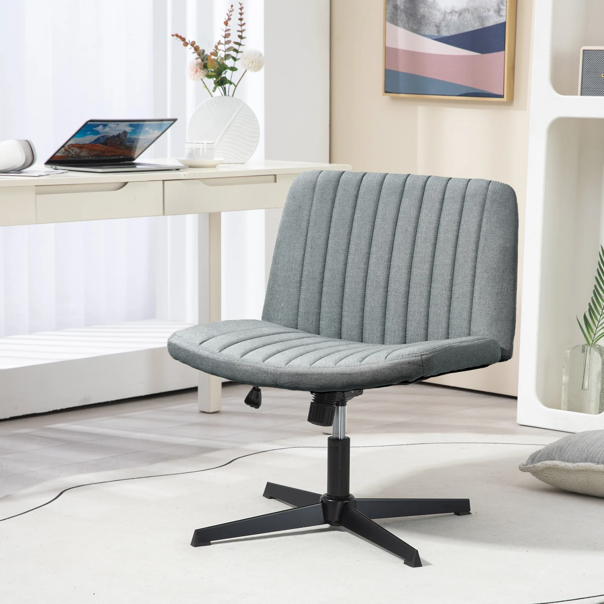 

Wide Office Chair, Armless Office Desk Chair with Adjustable Height, Gray