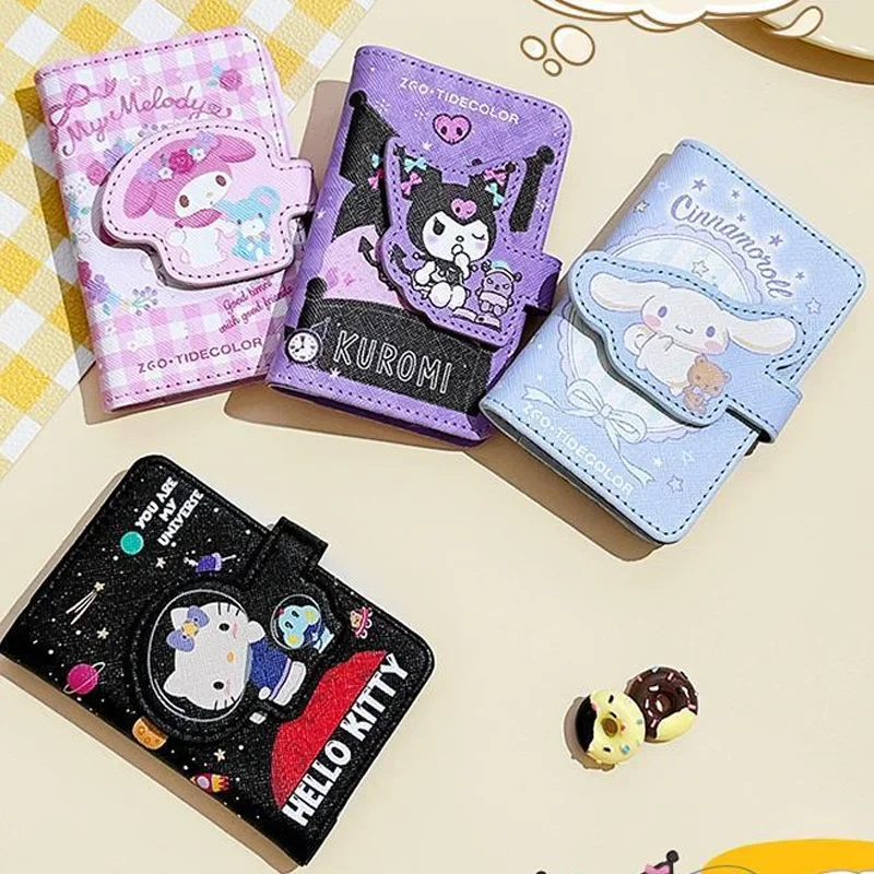 Hello Kitty Credit Card Holder Business Bank Card Pocket PU Large Capacity Card Cash Storage Clip Organizer Case ID Holder Pouch