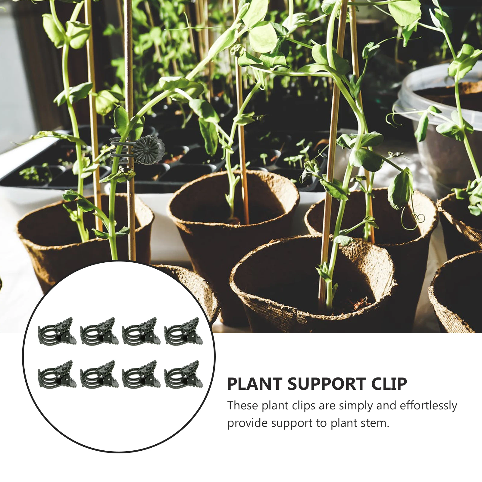 

50 Pcs Plant Support Clips Garden chid Vine Climbing Flowers Stems Straightening Protection Plastic Clamps Accessories Bamboo
