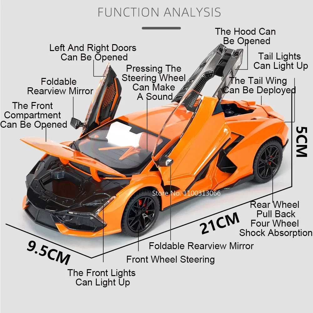 1:24  Aventador Miniature Sports Car Model Toys Alloy Diecast Supercar Sound Light Doors Opened Pull Back Racing Vehicles Gifts