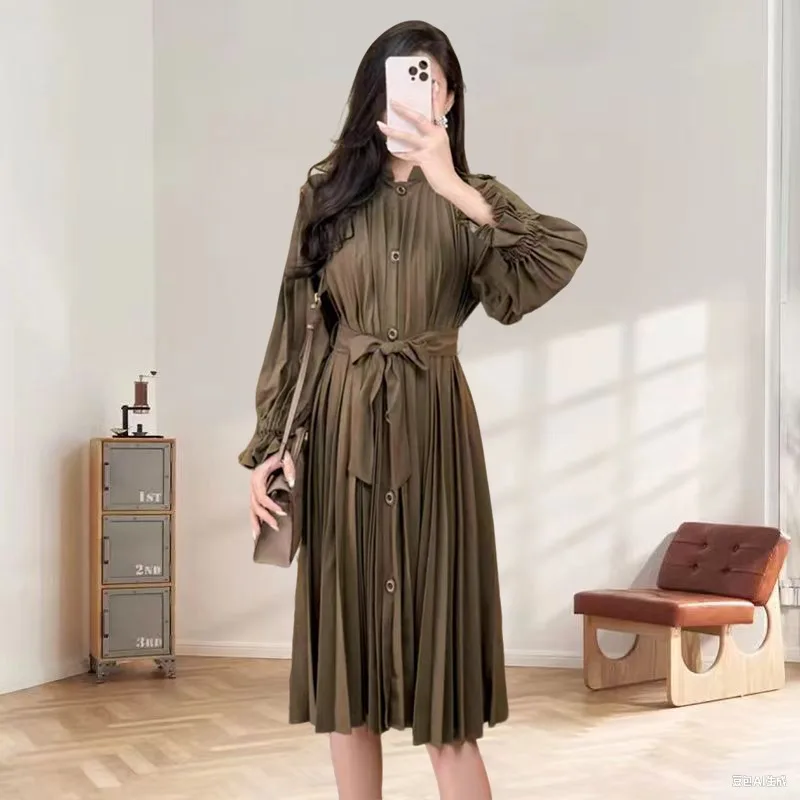 

Плиссированный плащ Miyake, простой темпераментный женский свободный универсальный пригородный плащ 2025 года, длинная куртка со складками, осенняя ветрозащитная куртка