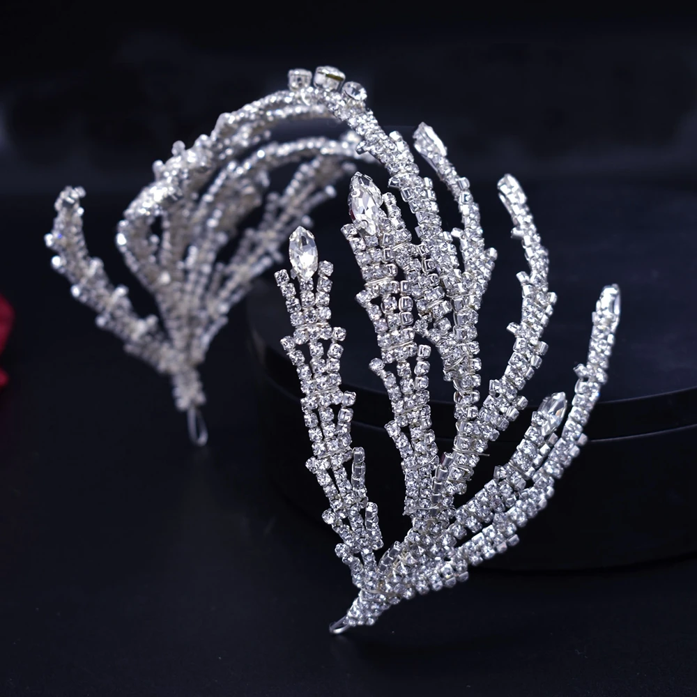 DZ072 Crystal Wedding Tiara Hair Accessories Bridal Crown Headwear Rhinestone Bride Headpiece for Women Jewelry Girls Headdress