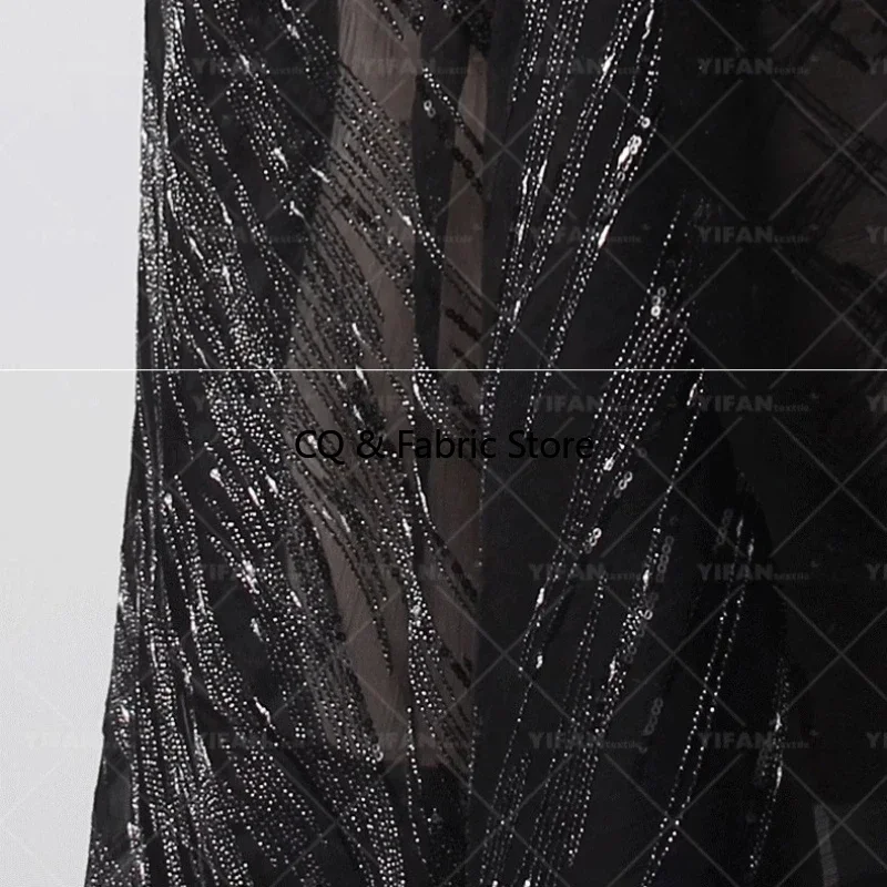 Elegant Embroidered Tulle Fabric with Sequins for Bridal Dresses and Evening Gowns Prom Gowns Designer Fabric By The Yard