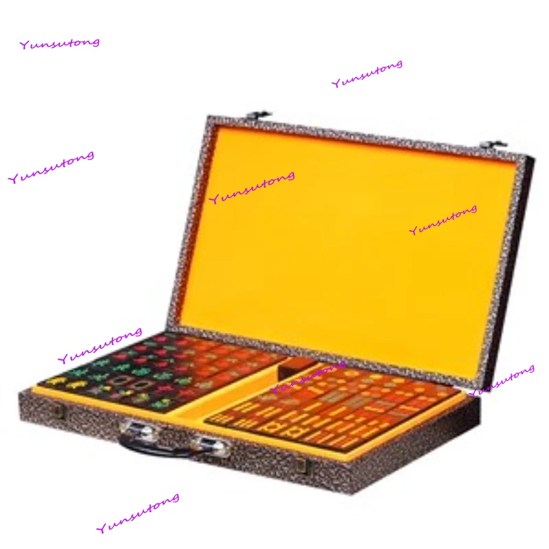 

Purple Light Tan Mahjong Brand Solid Wood Household Large Sichuan Sparrow Brand Crafts Red Wood Collection Gift