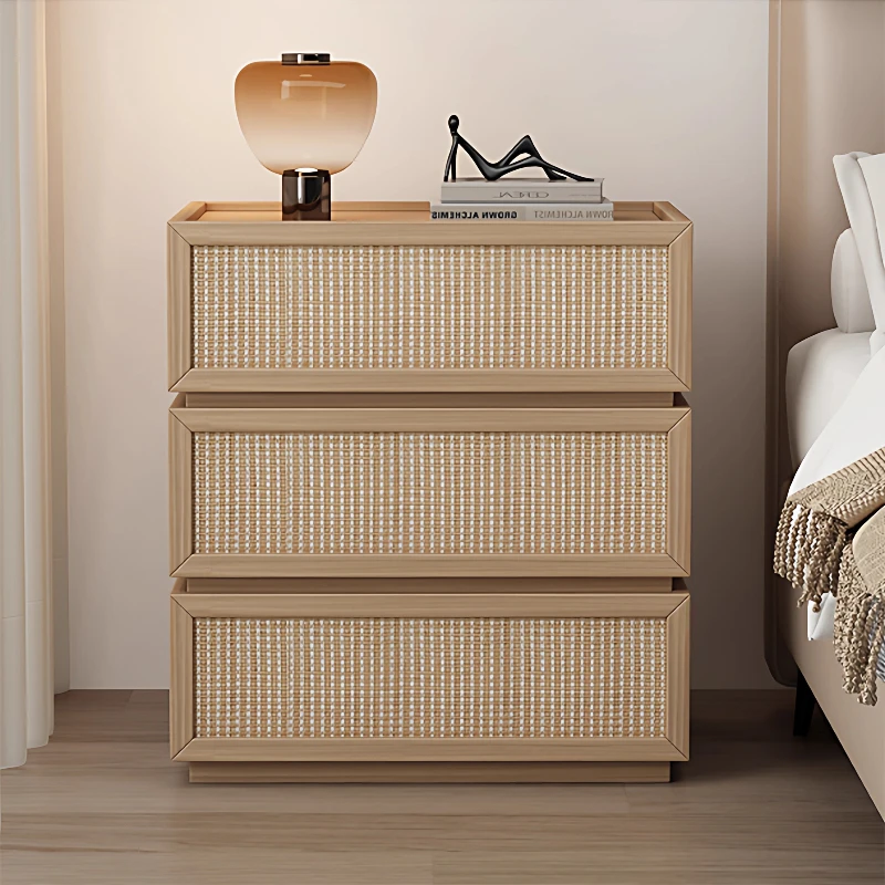 

Vintage Dresser Bedside Table Rattan Corner Storage Bedside Table Modern Comfortable Mesita De Noche Dormitorio Niche Furniture