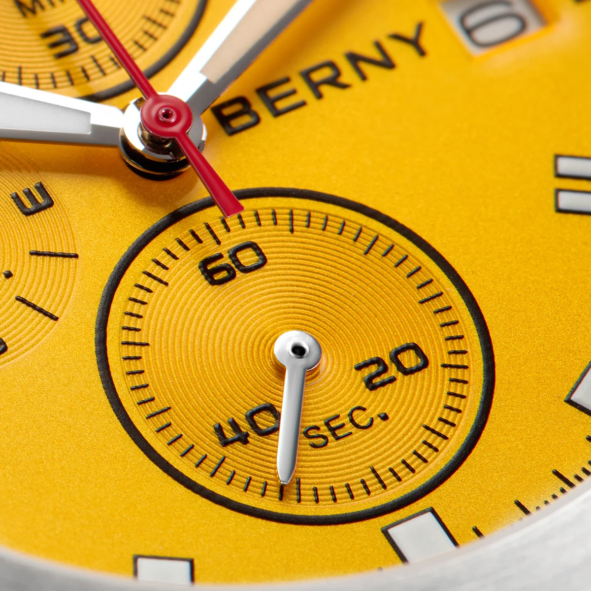 BERNY Chronograph-Uhren für Herren, grün leuchtendes kleines Zifferblatt, multifunktional, leichte Herrenuhr, Saphirglas, 5ATM wasserdicht – Detail 6