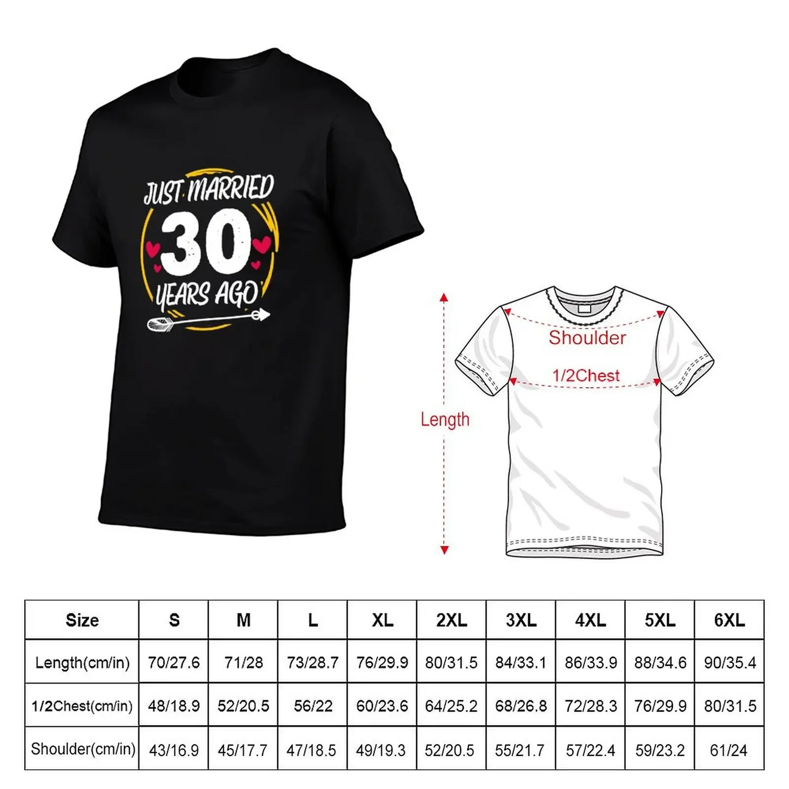 30th 30 Year Wedding Anniversary Gift Married Husband Wife Graphic T-Shirt Art Pattern Printed Casual Top(4XL 5XL 6XL No Shipping)