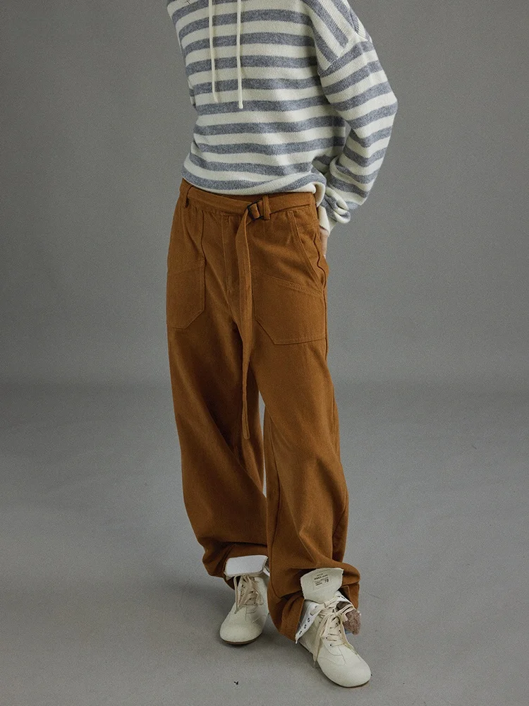 

BMLT Romantic Melody Vintage Lace-Up Waed Loose Casual Pants Women's Autumn Winter New Wide Leg Long Trousers Straight Leg