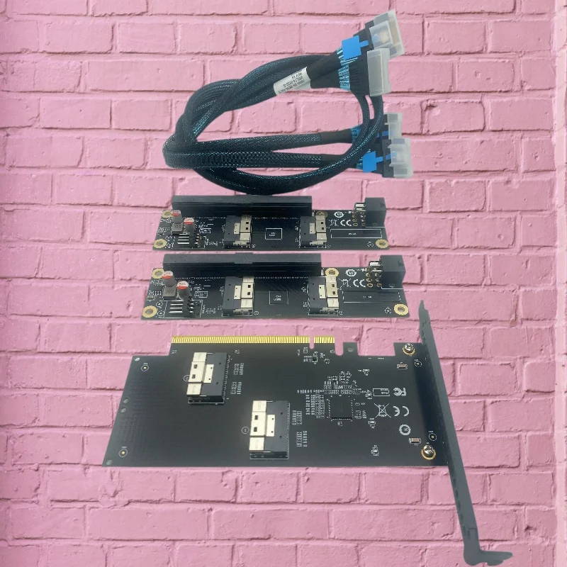 

Компактная видеокарта GEN5 GPU с 6-контактным питанием, 2 порта SlimSAS 8I X2, адаптер-карта для слота PCIe 5.0 X16, комплект SFF8654 Riser Card