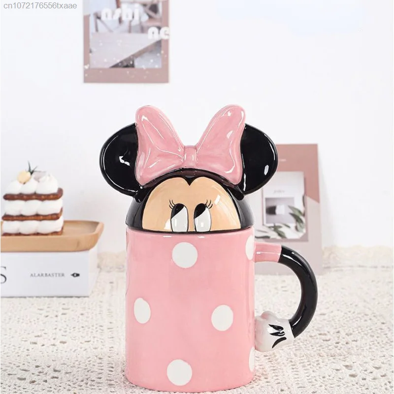 Imagem -03 - Disney-bonito dos Desenhos Animados Super Minnie Mickey Cup Canecas de Moda Criativa Punho de Decoração de Casa Casal Garrafas de Água Estética Cerâmica