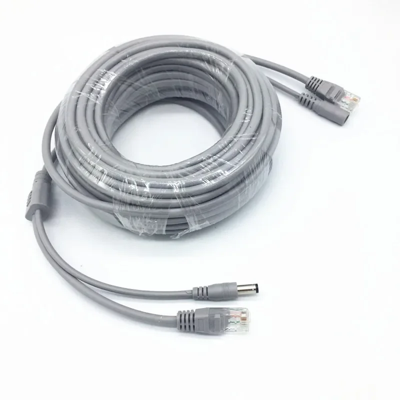 5M/10M/20M Cat5E Network Ethernet LAN RJ45 With Power Extention Cable for CCTV System IP Camera