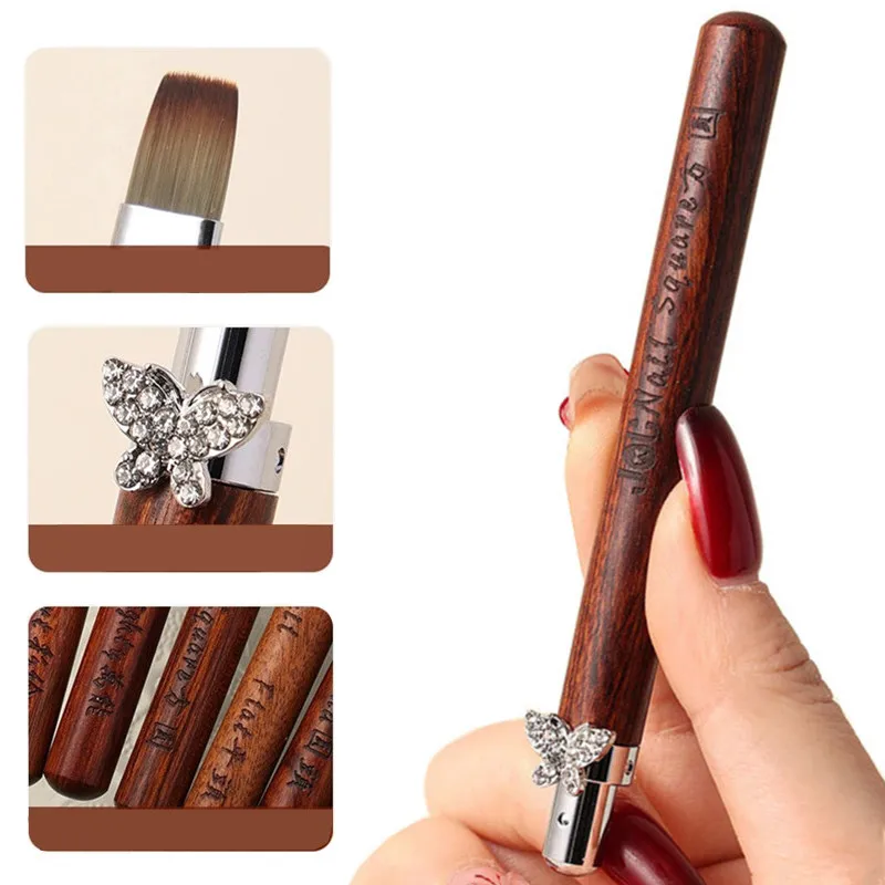 12 stil Schmetterling Schnalle Runde Holz Griff Nail art Pinsel Malerei Linie Stift Liner Gradienten Flache Runde Französisch Maniküre Werkzeuge