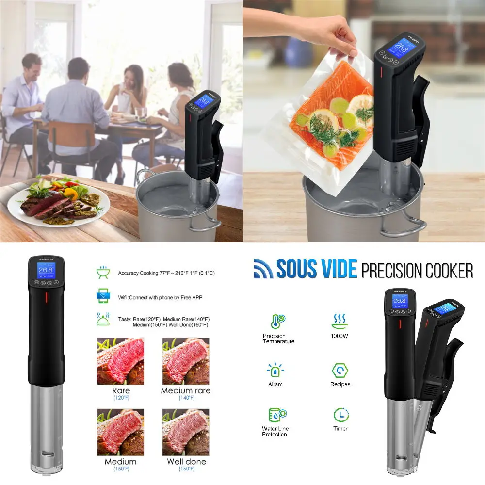 Imagem -06 - Inkbird-sous Vide Fogão a Vácuo com Display Digital Lcd Aquecedor Circulador de Imersão Fogão Lento Função Reserva 220v Isv100w