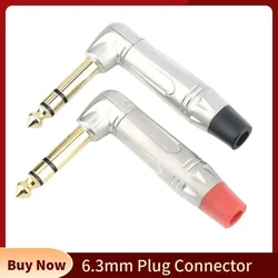 90 Degree 6.35mm Plug TRS Connector Audio Jack 3 Pole 6.35 6.5mm Terminal Consumer Electronics For Microphone Mixer Guitar Cable