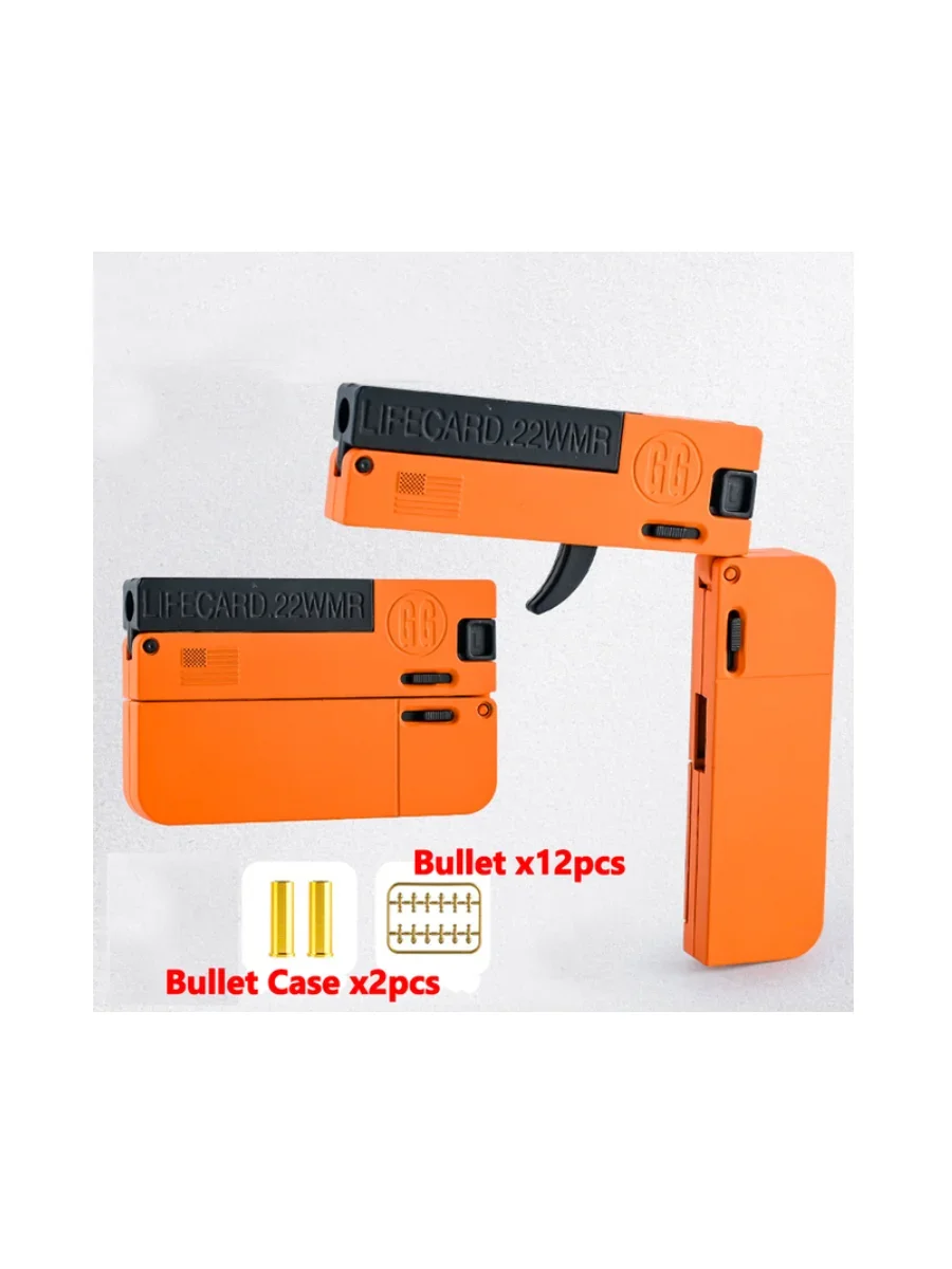 Yw LifeCard Folding Toy Pistol Handgun Toy Card Gun With Soft Bullets Alloy Shooting Model Adults Children Boys Birthday Gifts