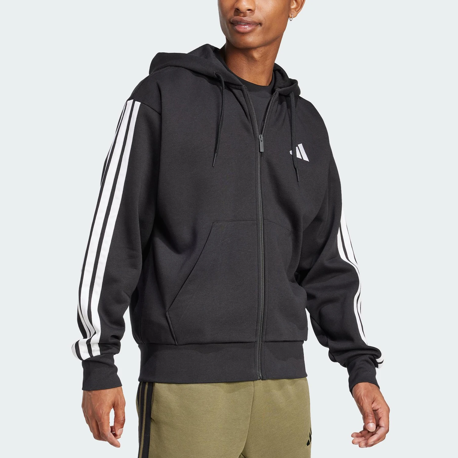 Chaqueta deportiva con capucha a rayas para hombre Adidas ESSENTIALS original JD1870