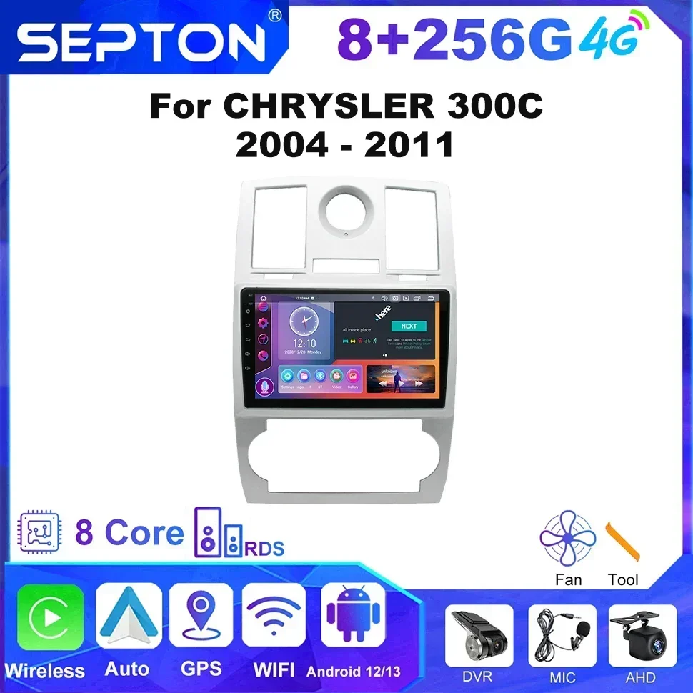 SEPTON Car Audio System for CHRYSLER 300C 2004 - 2011 8/256G Wireless Carplay GPS BT 4G Net Car Radio Vehicle Audio Installation