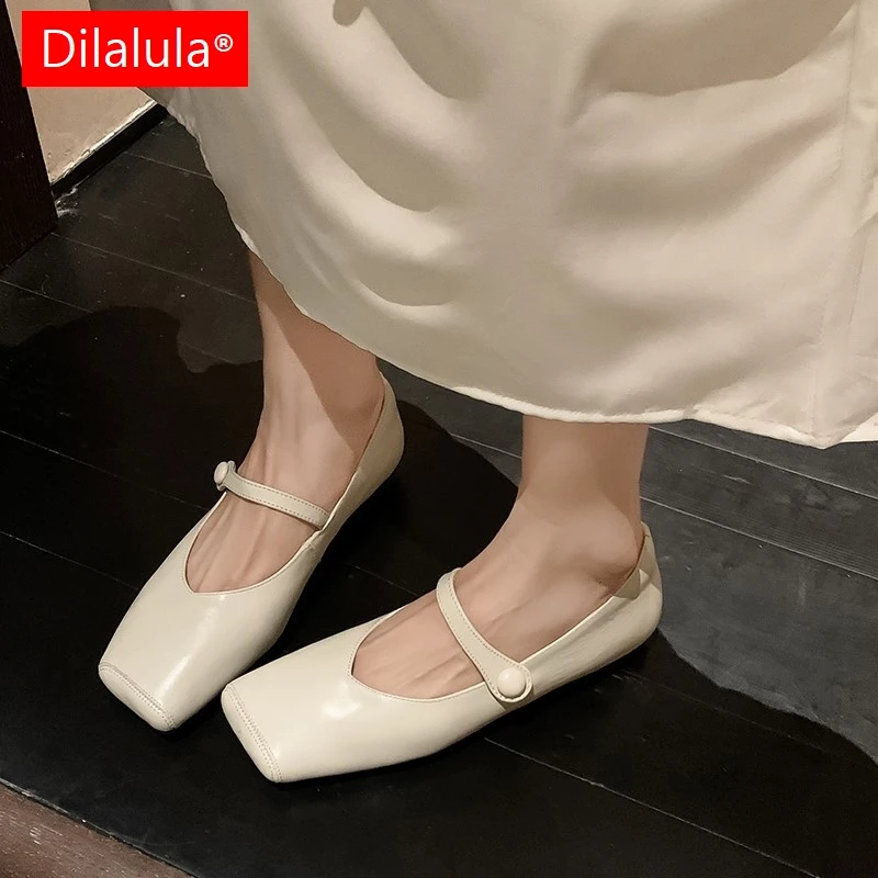 

Dilalula, размеры 34–42, женские повседневные туфли на плоской подошве, замшевые туфли из натуральной кожи с квадратным носком, вечерние туфли Мэри Джейн для свиданий, женская офисная обувь