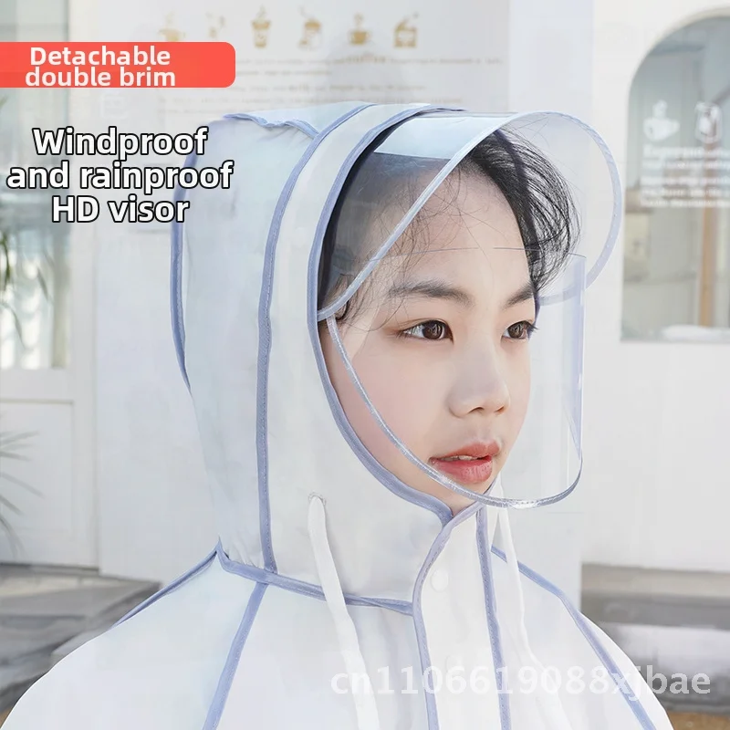 

Детский плащ с двойной шляпой, новый дизайн 2023, для мальчиков и девочек, школьная сумка, тяжелый дождевик из ЭВА, водонепроницаемый, толстый стиль