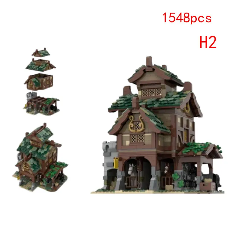 

45 Spot MOC-80710, средневековая стабильная замочная башня, сборка мелких частиц, строительные блоки, модель здания, игрушка