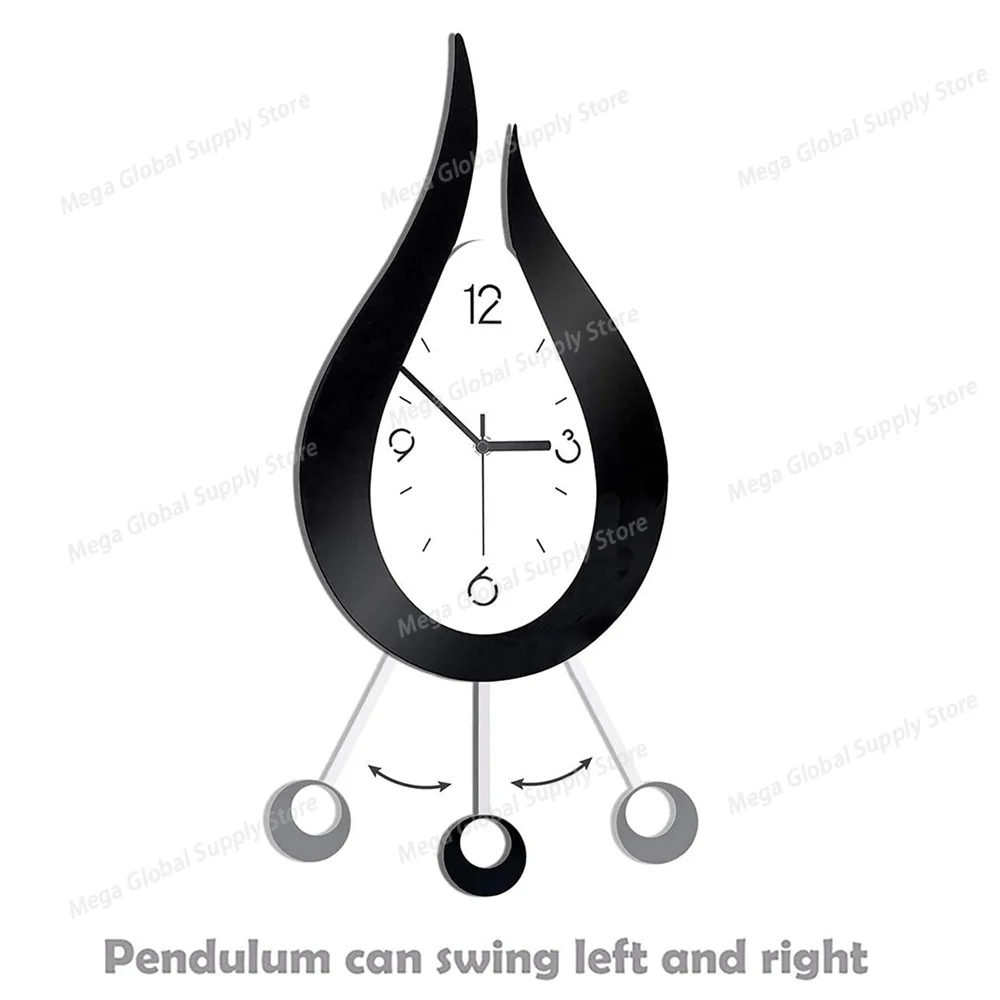 

Large Modern Pendulum Wall Clock Acrylic Water Drop Silent Living Room Wall Clocks Battery Operated Decoration for Home Kitchen