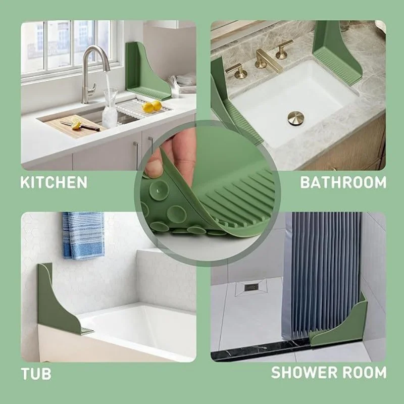Silicone Shower Splash Guard with Strong Suction Cups Bathtub Corner Water Blocker Secure Seal & Easy Removal Bathroom Supplies view 4