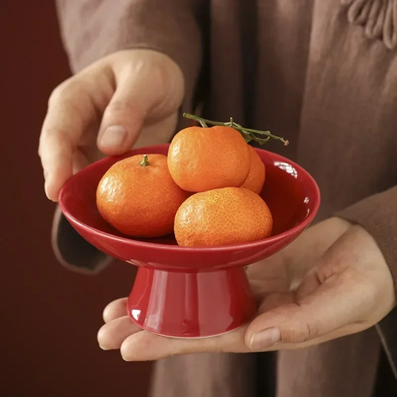Wedding Fruit Plate Red Wedding Tall Fruit Plate Ceramic