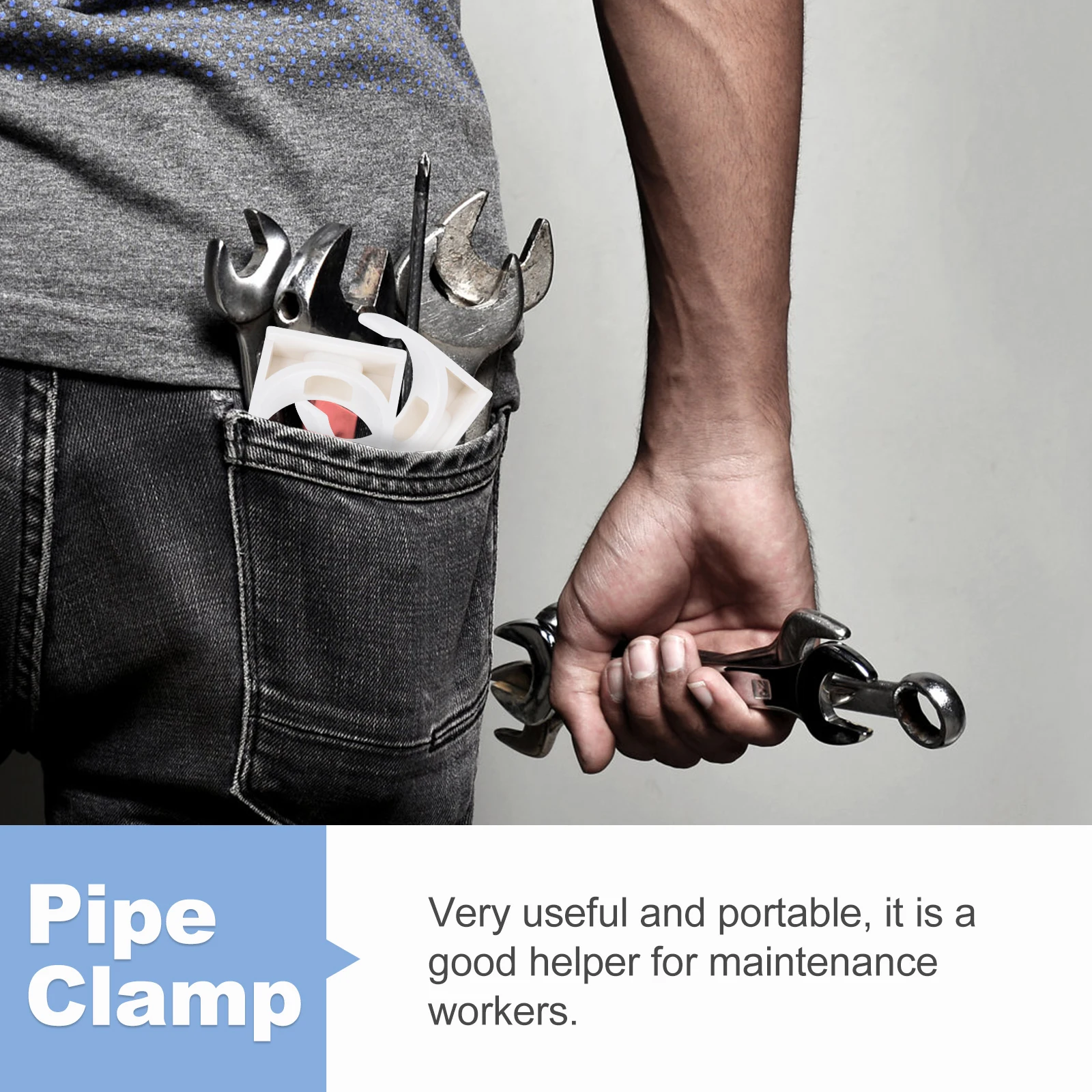 

50pcs PVC Pipe Clamps U-Shaped 20mm Water Pipe Fixing Buckle Durable Wear Resistant Practical Mounting Hardware