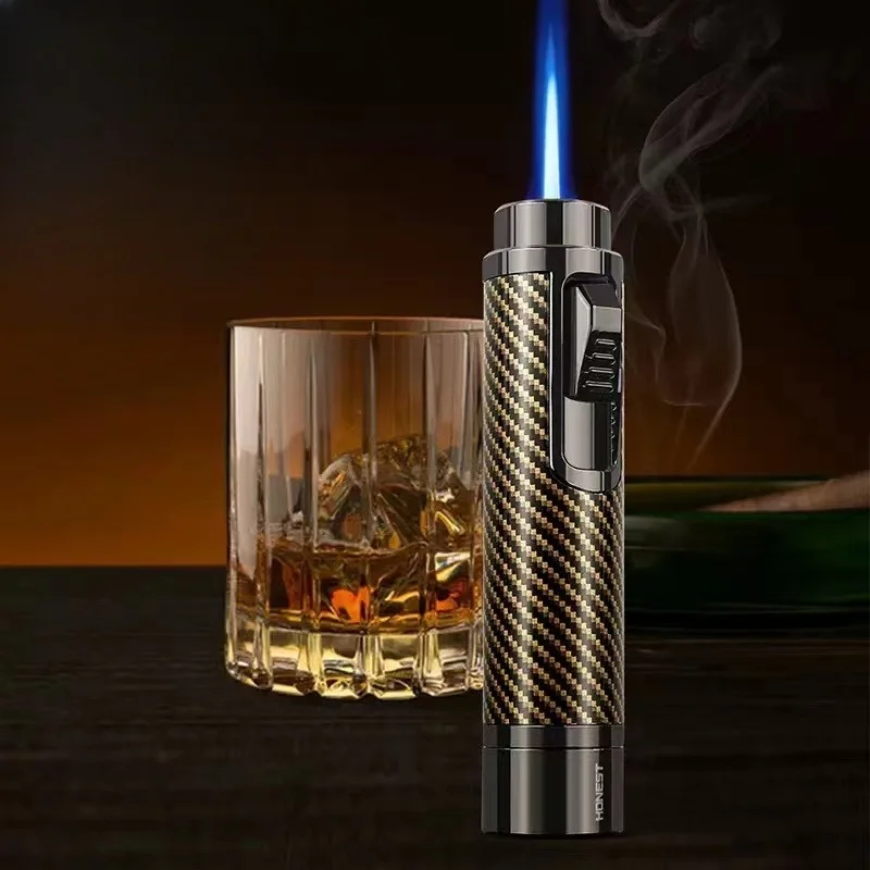 

2026 HONEST Windproof Jet Flame Lighter - Butane-filled Metal Torch with Cigar Punching Tool for Outdoor/moxibustion